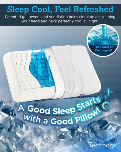 Miniatura 9 de Technogel Almohada de espuma viscoelástica de gel refrescante, almohada de enfriamiento Comfort Revolution, perfil ventilado de 4.5 pulgadas, zona