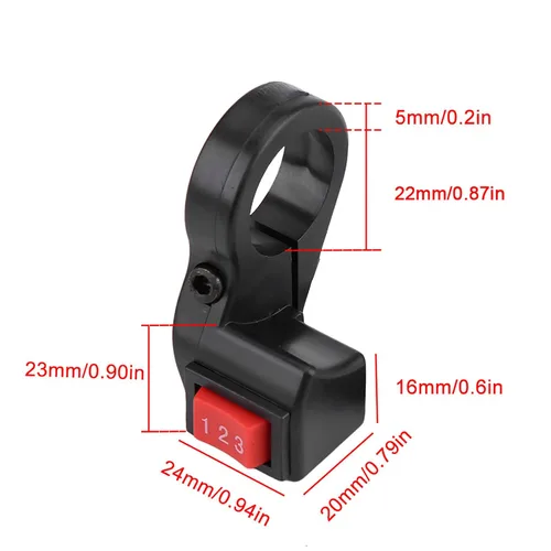 Miniatura 5 de Fydun Interruptor eléctrico de manillar de motocicleta de 0.866 in, 7/8 pulgadas, 3 velocidades, kit universal de scooter de bicicleta eléctrica
