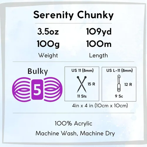 Miniatura 4 de Premier Yarns Serenity Chunky Solid Smoke 700-41 (3 madejas, el mismo lote de tinte) - Hilo acrílico grueso y voluminoso #5 para ganchillo y tejer