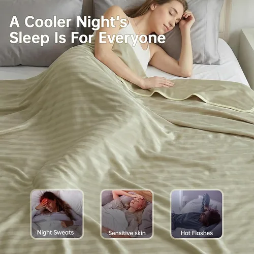 Miniatura 6 de Guohaoi - Manta refrescante de enfriamiento para personas que duermen con calor, fibra Arc-Chill Q-Max >0.5, 100% Certificada Oeko-Tex, ligera