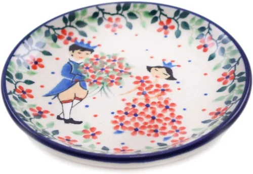 Miniatura 2 de Polmedia Polish Pottery Mini plato, placa de posavasos UNIKAT - Un patrón de cuento de hadas de flores hecho a mano en Boleslawiec Polonia por