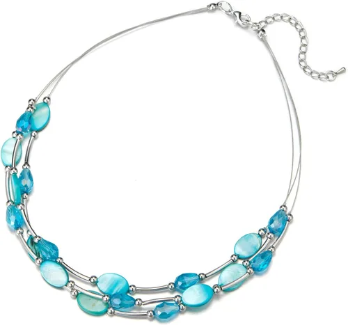 Miniatura 2 de Collar a capas con cristal para mujer, gargantilla con cadena de plata gruesa, regalo de cumpleaños para mujer
