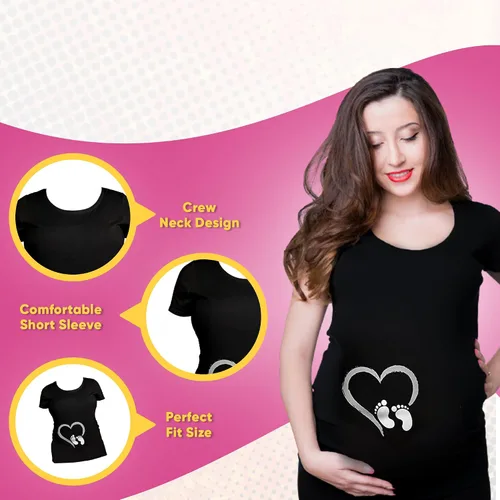 Miniatura 5 de BROOKLYN VERTICAL Camiseta de manga corta con cuello redondo y anuncio de embarazo de nueva mamá