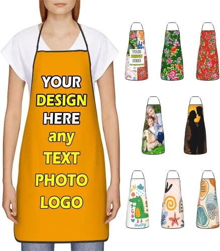 Miniatura 15 de Delantales impermeables personalizados para diseñar tu propia foto logotipo texto para cocinar hornear 28.3 x 20.4 pulgadas