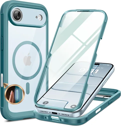 Miniatura 31 de Miracase Funda para iPhone 13 de 6.1 pulgadas, [sin burbujas] funda de teléfono de cuerpo completo con pantalla de vidrio completa integrada, sin