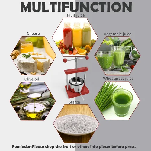 Miniatura 6 de SQUEEZE master Prensa manual para tinturas de queso, hierbas, frutas y vino - 1.6 galones/6 litros - Mango de bola de potencia - Acero inoxidable