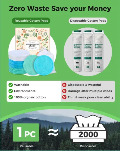 Miniatura 2 de Almohadillas desmaquillantes reutilizables, 18 paquetes de algodón orgánico reutilizables con bolsa de lavandería lavable para tóner, almohadillas