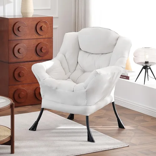 Miniatura 9 de Silla perezosa con otomana, silla de descanso moderna y grande con reposabrazos y reposapiés, silla de lectura con otomana, silla de sofá de ocio