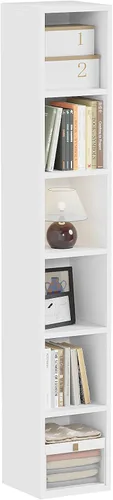 Miniatura 11 de ALISENED 70.8" 6 Tier Tall Narrow Bookshelf, 6 Shelf Wooden Corner Bookcase, Modern Skinny Cubes Storage Organizer Display Shelving for Bedroom