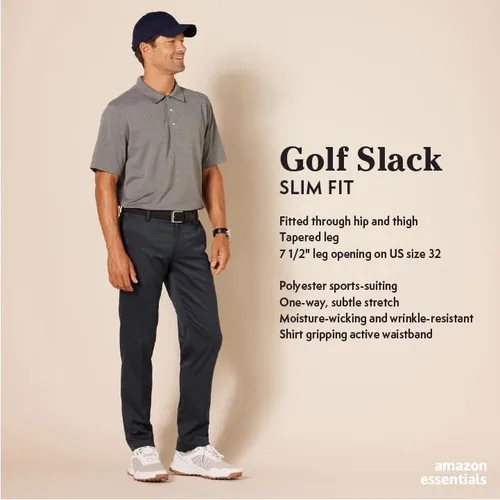 Miniatura 2 de Tienda Essentials Pantalón de golf para hombre, entallado y elástico