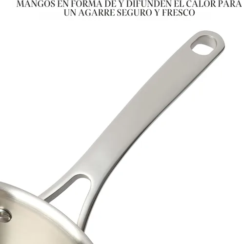 Miniatura 5 de Martha Stewart Castelle - Juego de ollas y sartenes de cocina de 10 piezas de acero inoxidable 18/8 duradero, seguro para inducción, no tóxico