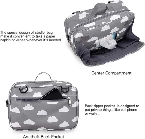 Miniatura 3 de Organizador de pañales para bebé, bolsa para cochecito de bebé, contenedor de almacenamiento para toallitas y juguetes, mini bolsa de pañales