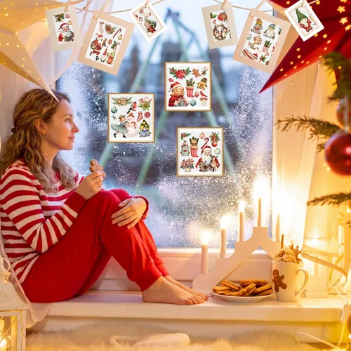 Miniatura 6 de Honoson 20 hojas de calcomanías de Navidad para manualidades y muebles, calcomanías de transferencia de Navidad vintage de Navidad para papel