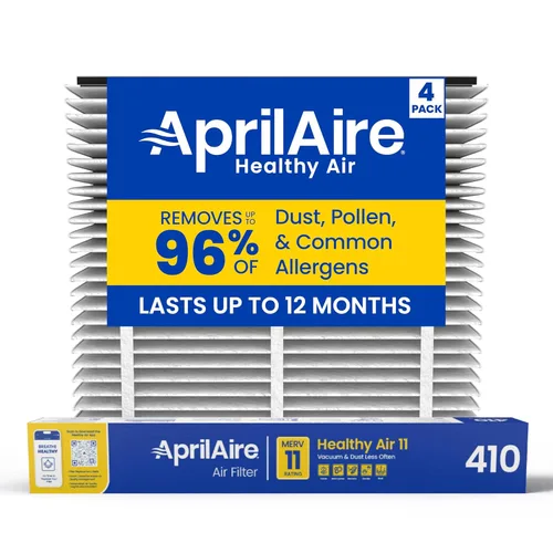 AprilAire 410 Filtro de Reemplazo para Purificadores de Aire de Toda la Casa - MERV 11, Aire Limpio y Polvo, Filtro de Aire 16x25x4 (Paquete de 4)