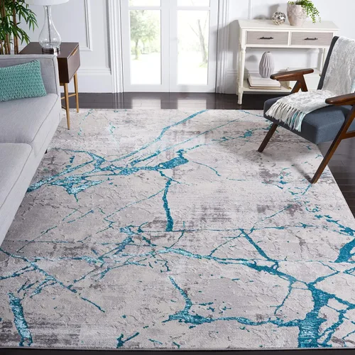 Miniatura 31 de SAFAVIEH Amelia Collection - Alfombra decorativa de 2 x 4 pies, gris y negro, diseño abstracto moderno, no desprende pelusa y de fácil cuidado