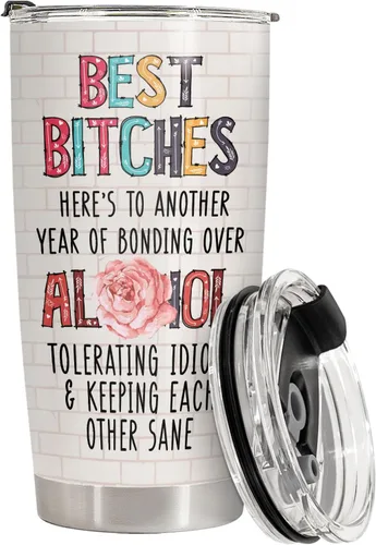Miniatura 3 de 34HD Taza de Mejor Amigo con Tapa, Taza de Bebida Aislada BFF de 20 oz, Taza de Café de Otro Año de Unión, Regalos de Mejores Amigos, Regalos