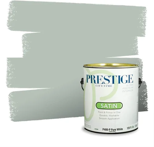Miniatura 225 de Prestige Paints - Pintura exterior e imprimación en uno, 1 galón, plano, compatibilidad comparable con el color menta «Whipped Mint» de Behr