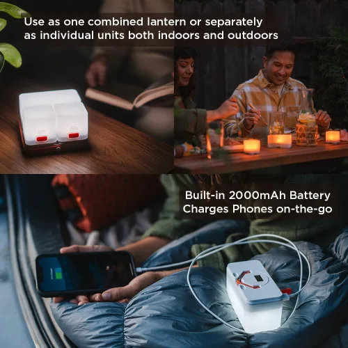 Miniatura 4 de LuminAID Trio Linternas Solares Cubo con Cargador de Teléfono - Lámpara LED para Camping, Senderismo y Viajes - Luz de Emergencia para Cortes