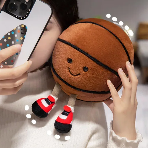 Miniatura 3 de Pelotas de baloncesto de 9.8 pulgadas, suaves y divertidas, pelota de felpa creativa con pies, muñecos de fútbol, juguetes suaves esféricos