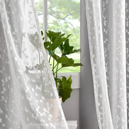 Miniatura 19 de Jubilantex Cortinas opacas completas + paneles de ventana transparentes con hojas, juego de tratamiento de ventana de doble capa estilo mezcla