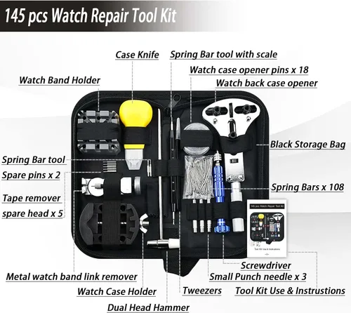 Miniatura 8 de GLDCAPA - Kit de reparación de relojes, kit de repuesto de batería de reloj profesional, herramientas de reparación de relojes con estuche