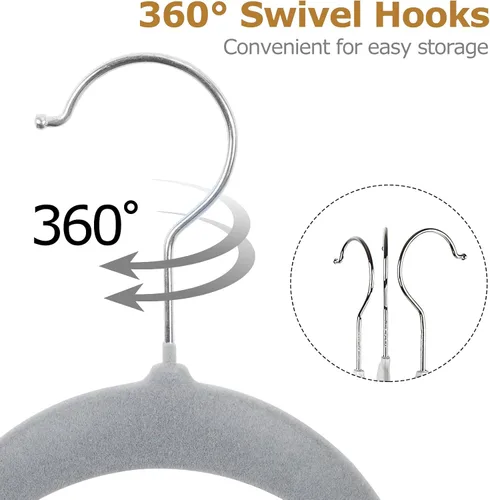 Miniatura 4 de SUPER DEAL Paquete de 100 perchas de terciopelo de alta calidad, delgadas, antideslizantes, con muescas para trajes, abrigos, pantalones, vestido