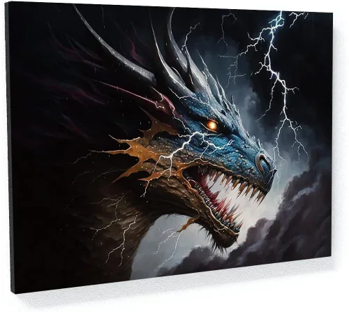 Miniatura 32 de Sense Canvas Dragon Creative 9 - Lienzo decorativo para pared, diseño de dragón para pared, póster grande para el hogar, 40 x 30 pulgadas, 0.75