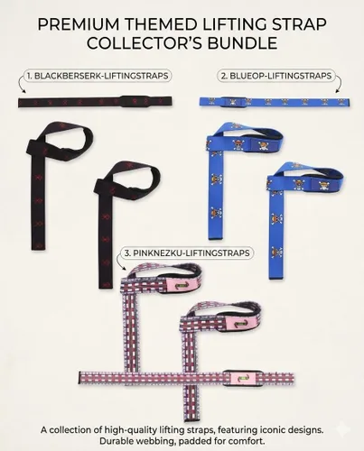 Miniatura 3 de CROWN Muñequeras de levantamiento de pesas de anime, correas de levantamiento de pesas de 25 pulgadas de largo, muñequeras para levantamiento