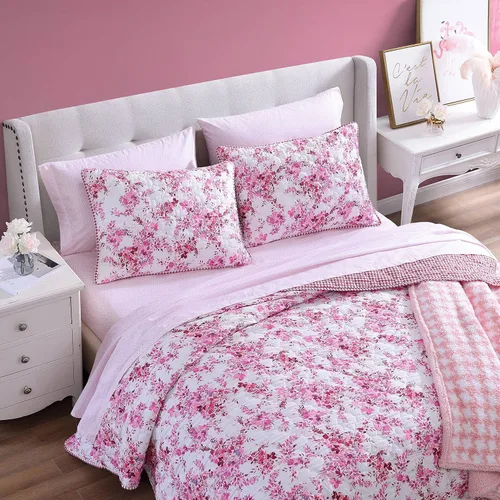Miniatura 3 de Betsey Johnson - Juego de edredón twin, ropa de cama reversible con puntadas de diamante con funda a juego, microfibra cepillada, elementos