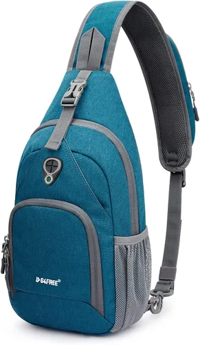 G4Free Bolso bandolera RFID, mochila cruzada para el pecho, bolso de hombro para senderismo al aire libre Azul verdoso