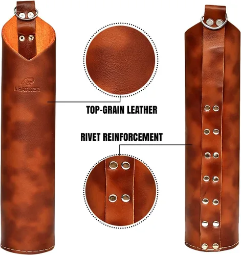 Miniatura 2 de AP-LEATHER PRO-14 - Bolsa para barra de soldadura de cuero de grano superior, soporte para varilla de soldadura/electrodo, contenedor de Leminación