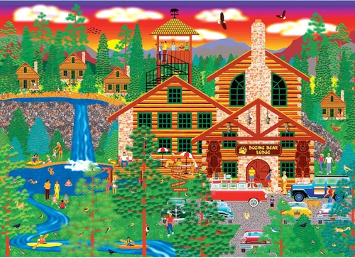 RoseArt - Home Country - Dozing Bear Lodge - Rompecabezas de 1000 piezas para adultos
