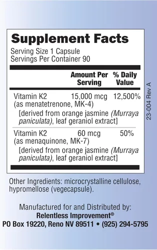 Miniatura 3 de Vitamina K2 MK4 Plus MK7 Vegano Derivado Naturalmente Vega-Caps 90