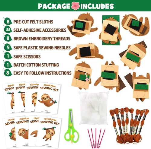 Miniatura 4 de CiyvoLyeen Kit de costura para niños – DIY perezoso y animales de la selva de fieltro para niñas y niños de 8 a 12 años aprende a coser 8 proyectos