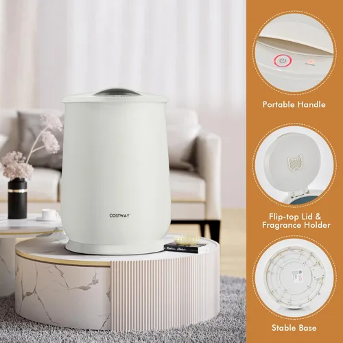Miniatura 8 de COSTWAY - Calentador de toallas para baño, calentador grande de 21L con tapa abatible, cerradura de seguridad para niños, apagado automático de 1H