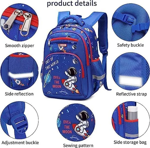Miniatura 3 de Mochila para niños, mochila de jardín de infantes de 16 pulgadas, mochila de varios compartimentos, correa de pecho bolsillos laterales, 7 Mochila