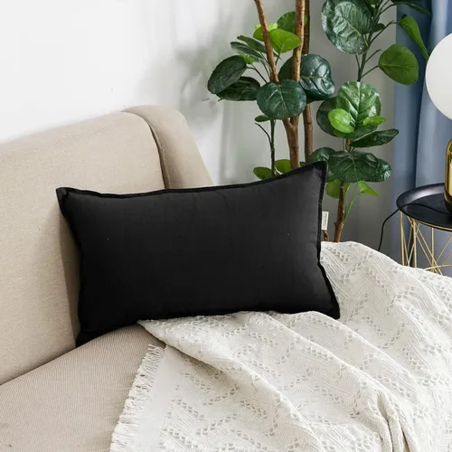Miniatura 23 de Jeanerlor - Funda de cojín sólida de lino y algodón para decoración, de 18x18 pulgadas, funda de almohada especial para sofá, cama, silla