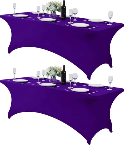 Miniatura 52 de Mantel de elastano para mesas de 4, 6 u 8 pies, mantel elástico universal ajustable para fiestas, banquetes, bodas y eventos - Verde manzana