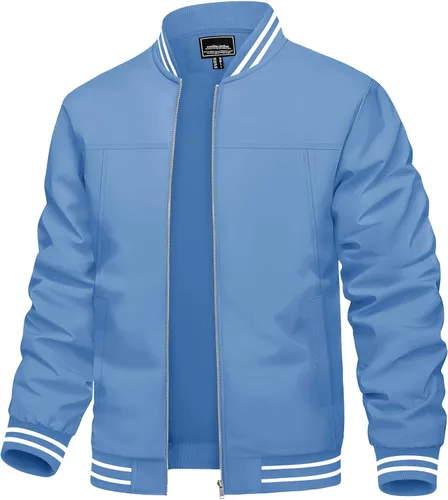 Miniatura 19 de TACVASEN Chaqueta ligera para hombre, casual, primavera, otoño, cortavientos, bombardero, con cremallera, abrigo con bolsillo