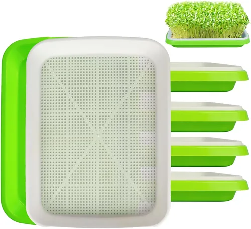 Miniatura 8 de Bandeja de germinación de semillas, 10 paquetes de bandejas de cultivo de microgreens Kit de cultivo de brotes de gran capacidad, bandeja