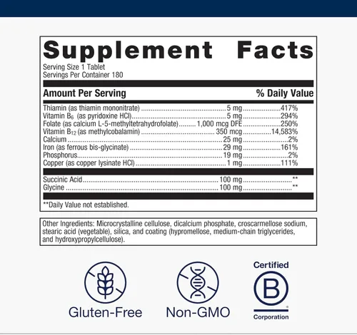 Miniatura 4 de Metagenics Hemagenics - Suplemento de hierro con vitamina B12, B6 y folato para ayudar a apoyar la función saludable de los glóbulos rojos, 180