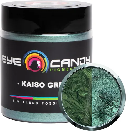 Eye Candy Pigments Premium - Polvo de mica Kaiso Green (0.88 oz) - para epoxi, resina, jabón, pintura, carpintería, vertido acrílico, bombas de