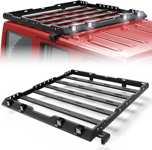 Miniatura 16 de Soporte de techo para Toyota 4Runner 2010-2024 5ª generación, cesta de carga de longitud completa resistente con barras transversales, estante