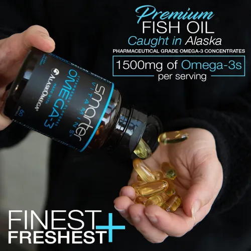 Miniatura 2 de (5 unidades) Aceite de pescado Smarter Omega 3, sabor a bayas, sin erupción, insípido, 2000 mg, potente triple fuerza DHA EPA cerebro omega-3