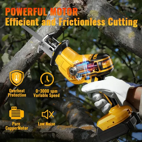Miniatura 2 de Sierra recíproca inalámbrica: velocidad variable, sierras eléctricas de cambio de hoja sin herramientas, incluye 2 baterías, cargador, 4 hojas