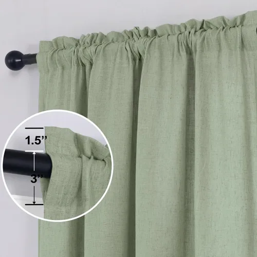 Miniatura 102 de KOUFALL Juego de 2 cortinas de puerta francesa, cortinas de lino para puerta/ventana, cortina transparente boho para cristal lateral delantero