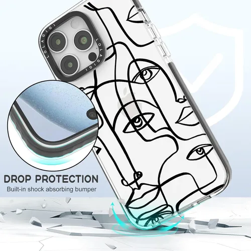 Miniatura 3 de Funda para iPhone 13, lindo diseño artístico de líneas faciales, diseño kawaii femenino estético patrón de dibujos animados para mujeres, niñas