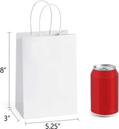 Miniatura 2 de BagDream Bolsas de regalo pequeñas con asas, 50 bolsas de papel kraft de 5.25 x 3 x 8 pulgadas, a granel para recuerdos de fiesta, venta al por