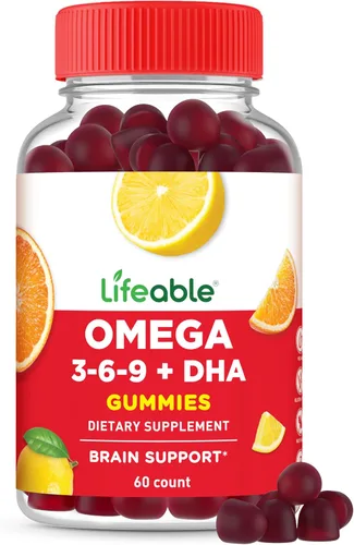 Lifeable Gomitas Omega 3 6 9 | con suplemento vegano de DHA | Alternativa al aceite de pescado del aceite de linaza a base de plantas | Suplemento