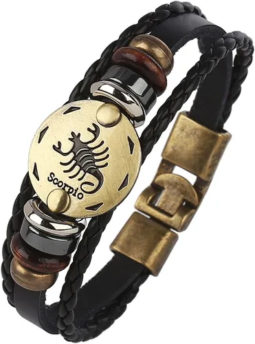 Miniatura 9 de Hamoery Pulsera de cuero de aleación punk para Constellation trenzada pulsera pulsera brazalete